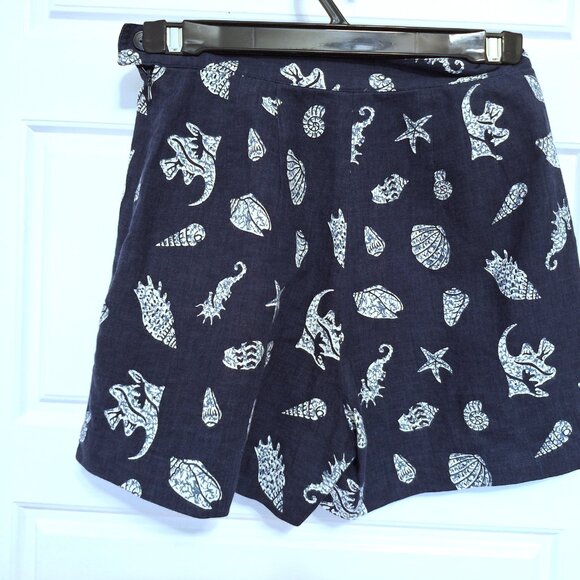 High Rise Golf Shorts with Blue and White Marine Theme - Picture 3 of 8